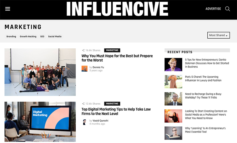 Example blog article with author byline