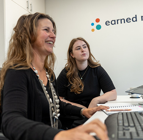 Content team reviewing work